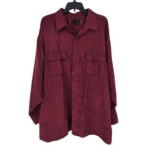 George Foreman mens 3x BIG maroon soft suede poly long sleeve button up shirt